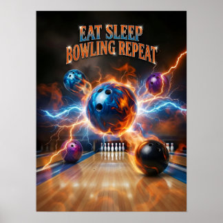 Bowling Neon Strike Blast Poster
