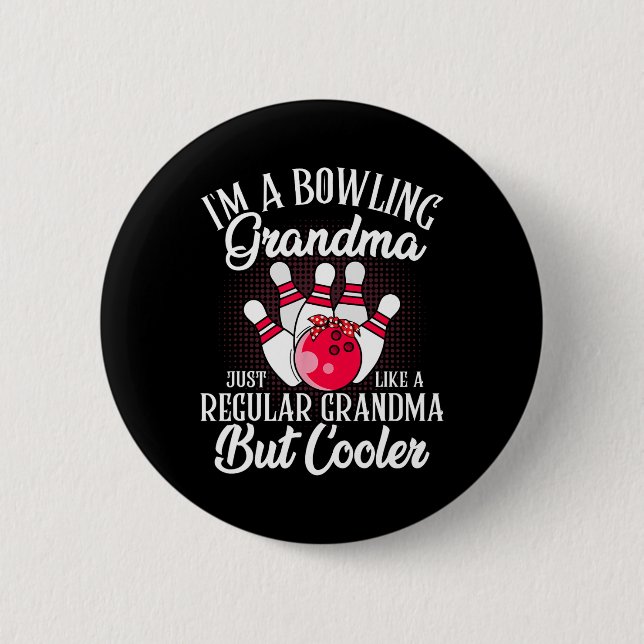 Bowling Oma Funny Novelty T-Shirt für Bowling Fami Button (Vorderseite)
