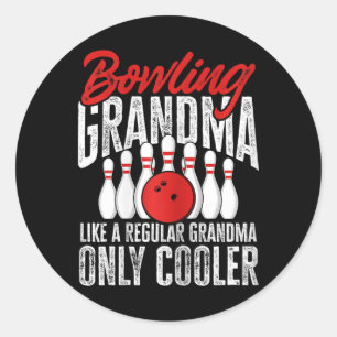 Bowling Oma viel Cooler Runder Aufkleber