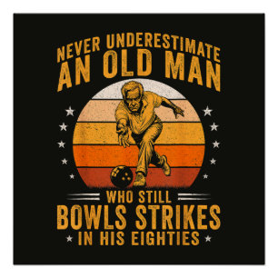 Bowling Opa 80. Geburtstag Poster