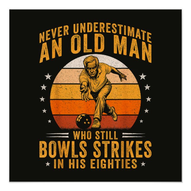 Bowling Opa 80. Geburtstag Poster (Vorderseite)
