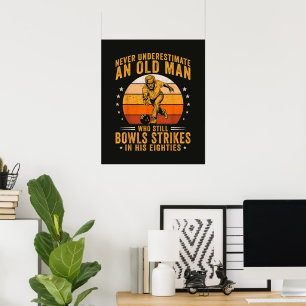Bowling Opa 80. Geburtstag Poster
