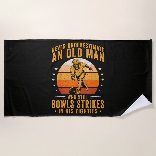 Bowling Opa 80. Geburtstag Strandtuch (Vorderseite)
