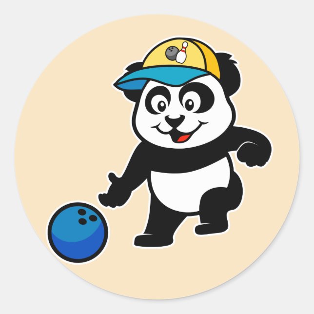 Bowling Panda Runder Aufkleber (Vorderseite)