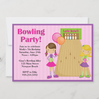 Bowling Party Birthday Einladung für Mädchen