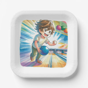 Bowling Party Boy's Anime Birthday Pappteller