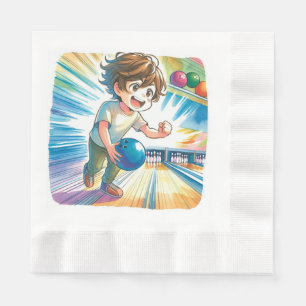 Bowling Party Boy's Anime Birthday Serviette