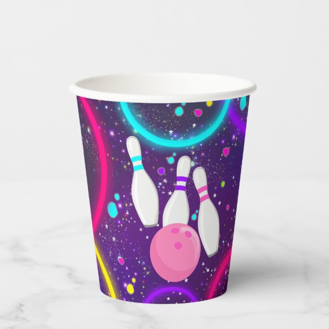 Bowling Party Cups Zehn Button Bowling Paper Cups Pappbecher (Vorderseite)
