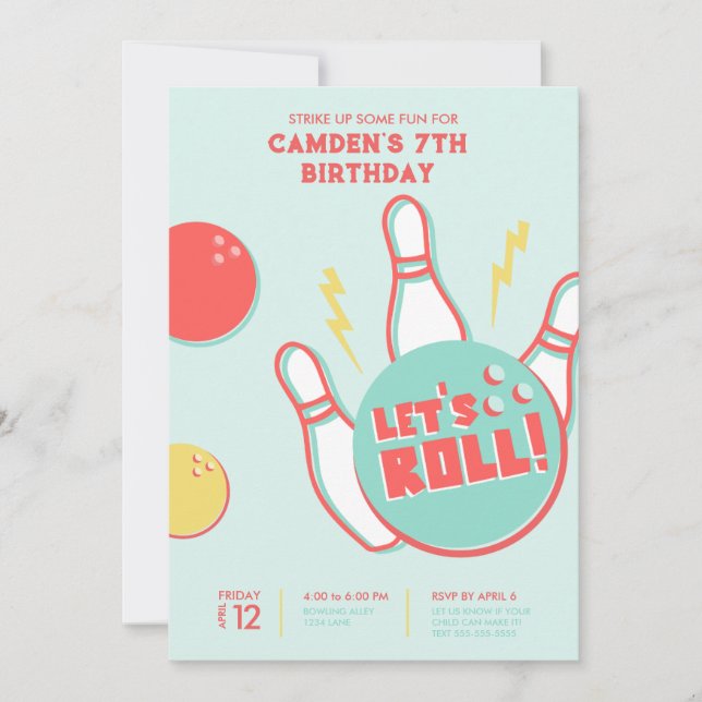Bowling Party Einladung (Vorderseite)