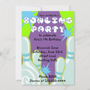 Bowling Party Einladung Happy Birthday Invite Boy