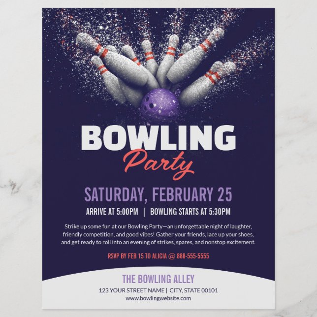 Bowling Party Event Flyer Template (Vorne)
