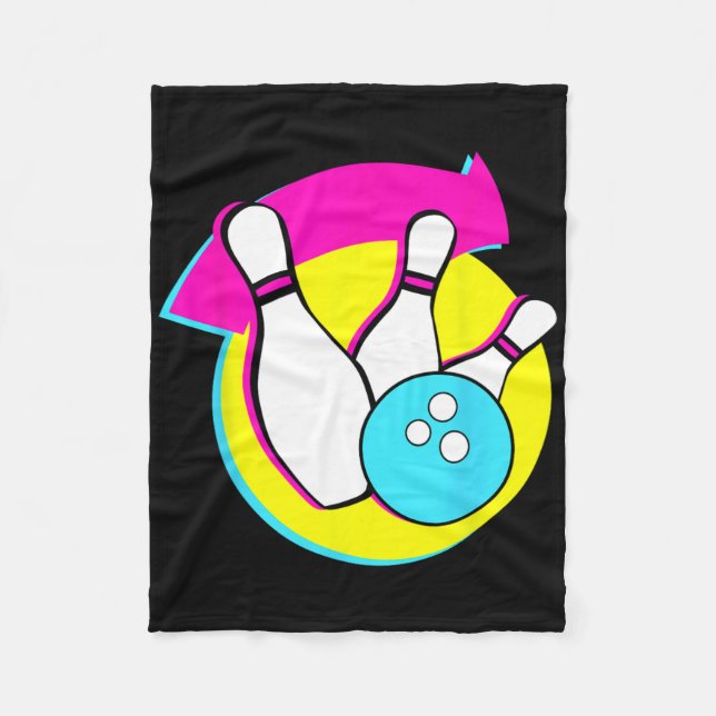 Bowling Party Funny Retro Bowling Players Bowler Fleecedecke (Vorderseite)