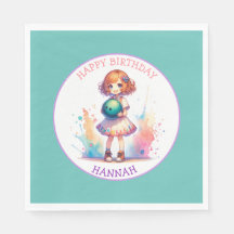 Bowling Party Girl's Anime Birthday Personalisiert