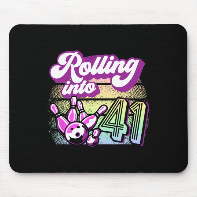 Bowling Party in 41 Bowling Geburtstag Mousepad (Vorne)