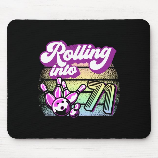 Bowling Party in 71 Bowling Geburtstag Mousepad (Vorne)