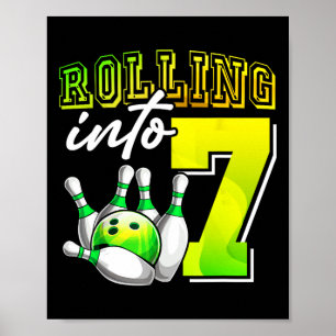 Bowling Party in 7. Geburtstagsmädchen Poster