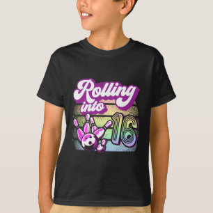 Bowling Party rollt in 16 Bowling Geburtstag T-Shirt