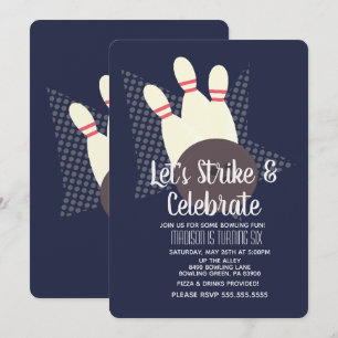 Bowling-Party Strike und feiern Geburtstagsfeier Einladung