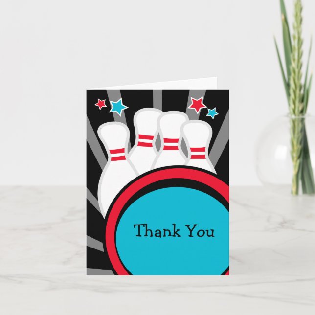 Bowling Party Vielen Dank Dankeskarte (Vorderseite)