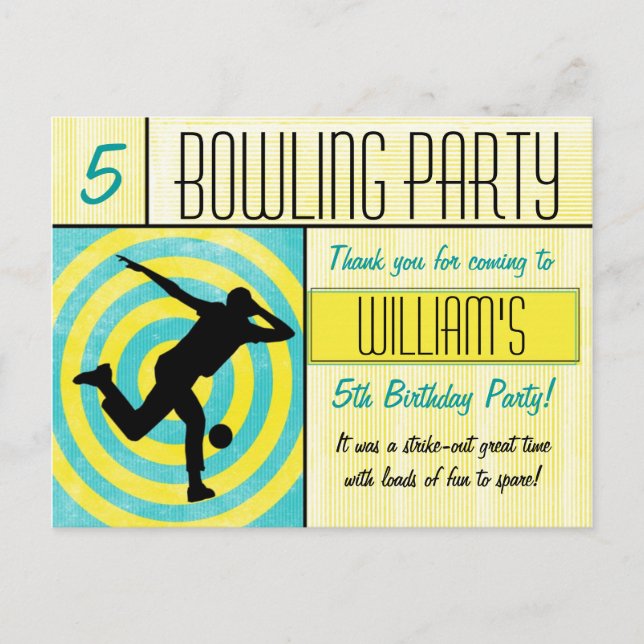 Bowling Party Vielen Dank, Postkarte (Vorderseite)