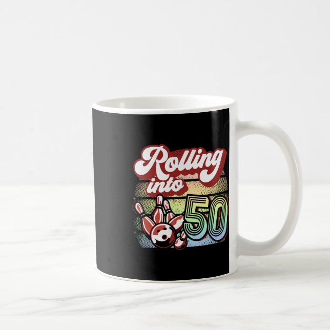 Bowling Party wird zum 50 Bowling Geburtstag Kaffeetasse (Rechts)