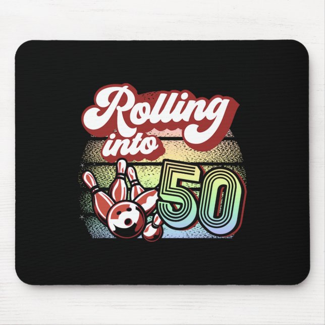 Bowling Party wird zum 50 Bowling Geburtstag Mousepad (Vorne)