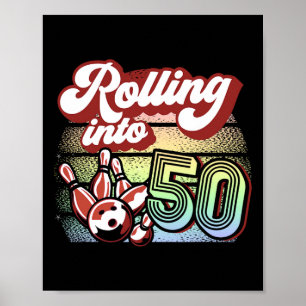 Bowling Party wird zum 50 Bowling Geburtstag Poster