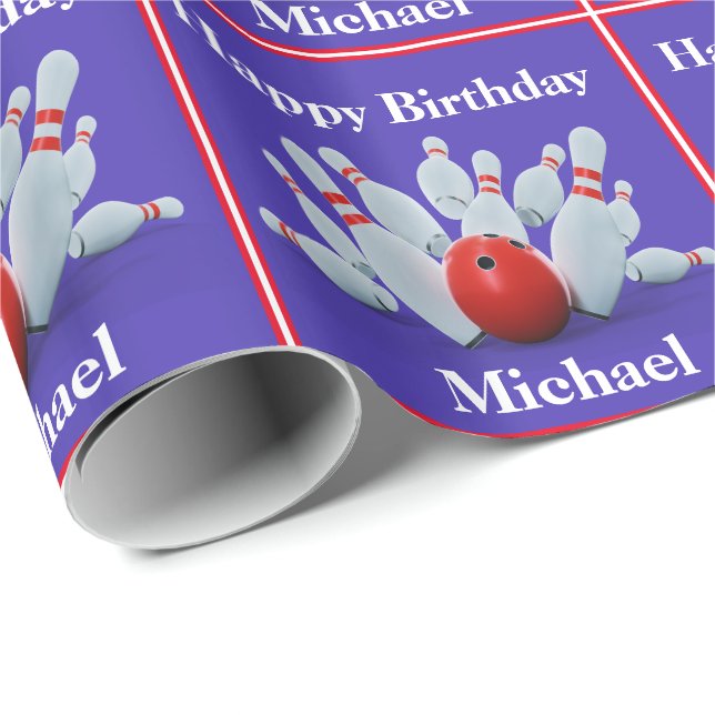 Bowling Personalisiert Geburtstagsgeschenk Geschenkpapier (Rolleneckpunkt)