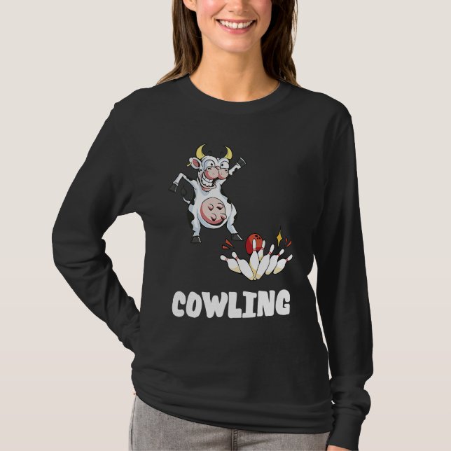 Bowling Pin Cow Funny Bowling Bowler Strike Bowlin T-Shirt (Vorderseite)