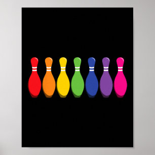 Bowling Pins Bowling Regenbogen Lgbt Pride Poster