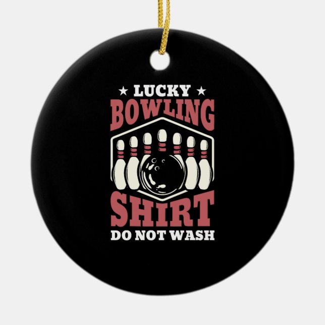 Bowling Pins Gift Birthday Christmas Idea Keramik Ornament (Vorne)