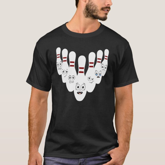 Bowling Pins With Hilarious Expressions Bowling T-Shirt (Vorderseite)