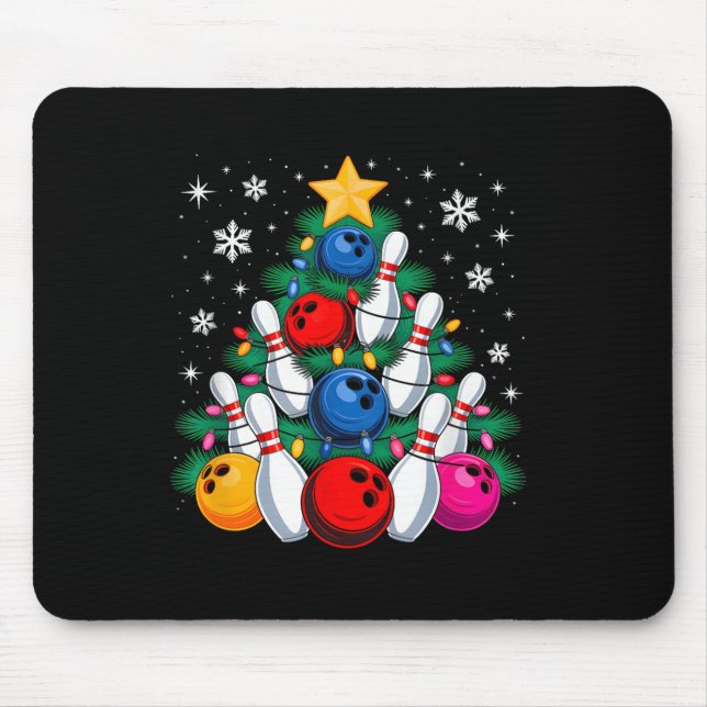 Bowling Player Christmas Tree Light Xmas Bowling L Mousepad (Vorne)