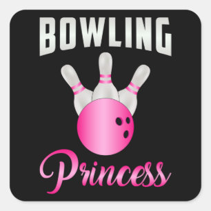Bowling Princess Girl Queen Bowl Bowler Funny Gift Quadratischer Aufkleber