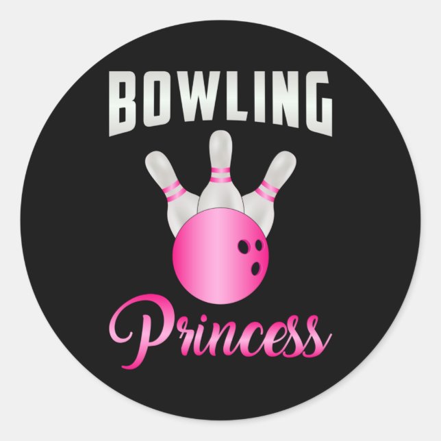 Bowling Princess Girl Queen Bowl Bowler Funny Gift Runder Aufkleber (Vorderseite)