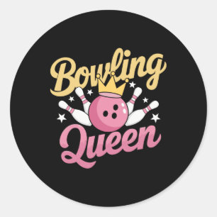 Bowling Queen Bowler Funny Bowling Runder Aufkleber