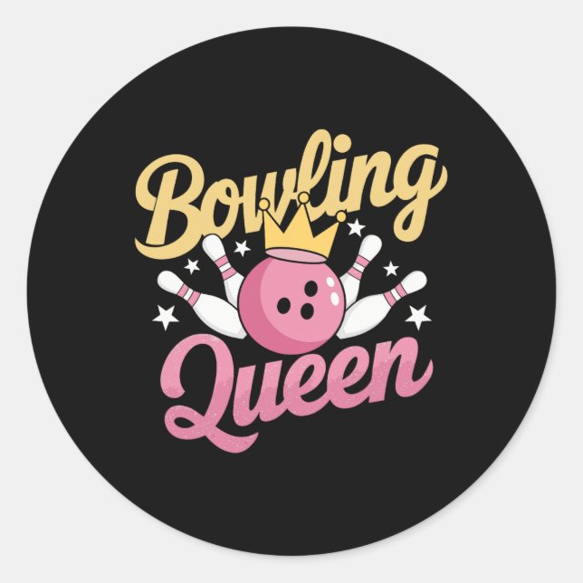 Bowling Queen Bowler Funny Bowling Runder Aufkleber (Vorderseite)