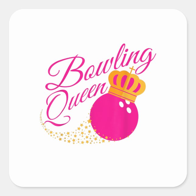 Bowling Queen komische Girls Bowlers Quadratischer Aufkleber (Vorderseite)