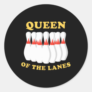 Bowling Queen of the Lanes Girls or women Runder Aufkleber