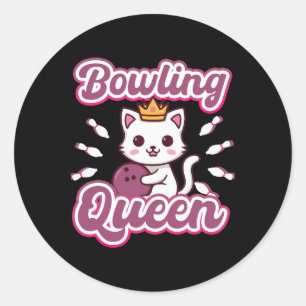 Bowling Queen's Niedlich Women's Girly Kawaii Anim Runder Aufkleber
