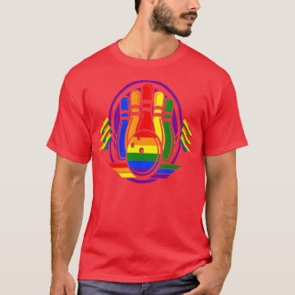 Bowling Rainbow Flag LGBQ Cooler Gay Pride Ally Eq T-Shirt