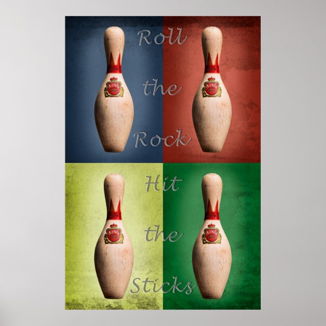 Bowling, Rock, Schlag die Sticks Poster (Vorne)