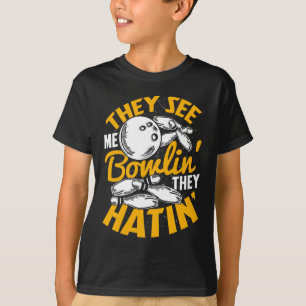 Bowling Roll Buttone Strike Bowler Sportteam T-Shirt