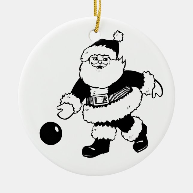 Bowling Santa Keramik Ornament (Vorne)