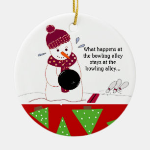 Bowling-Schneemann Keramikornament