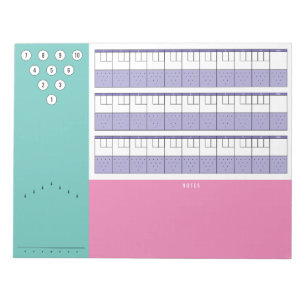 Bowling Scoreboard Diagramme und Anmerkungen Far Notizblock