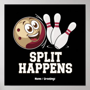 Bowling-Shirt für Männer & Frauen Lustiges Split H Poster
