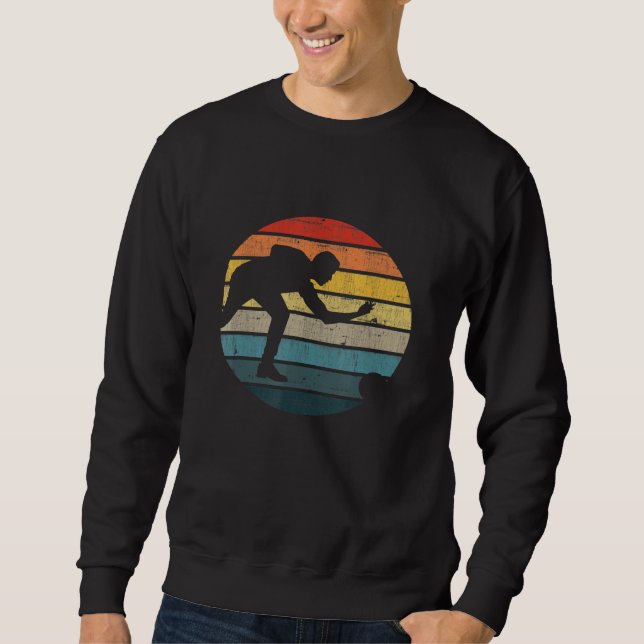 Bowling-Silhouette auf einem gestörten Retro-Sonne Sweatshirt (Vorderseite)