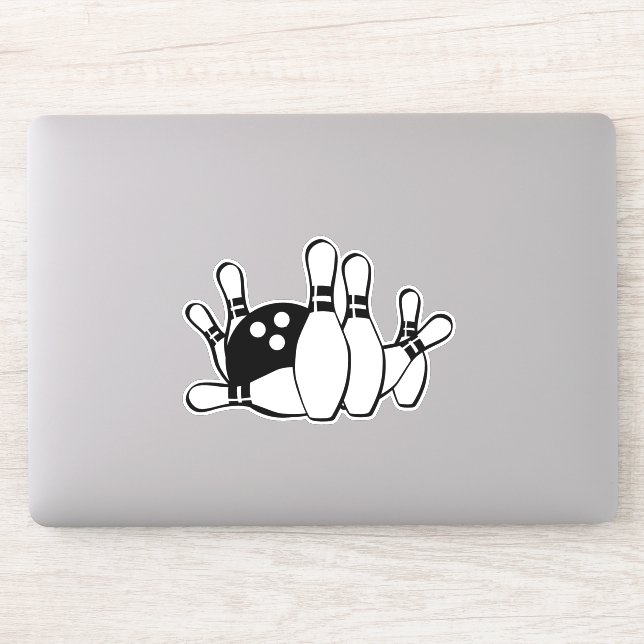 Bowling Silhouette WIth Bowling Buttone und Ball Aufkleber (Computer)