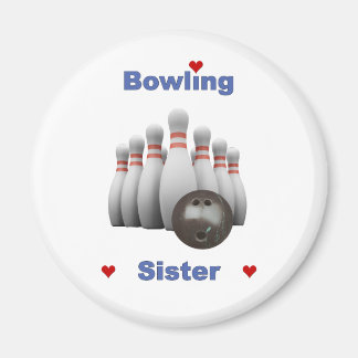 Bowling Sister Hearts Magnet